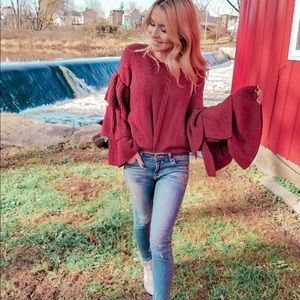 Ruffle sleeves sweater